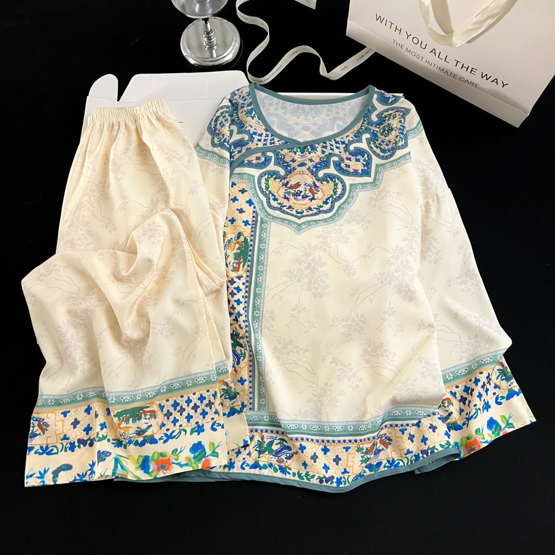 Korean-Chinese Palace Pajama Set – Vintage Court Style, M-XXL