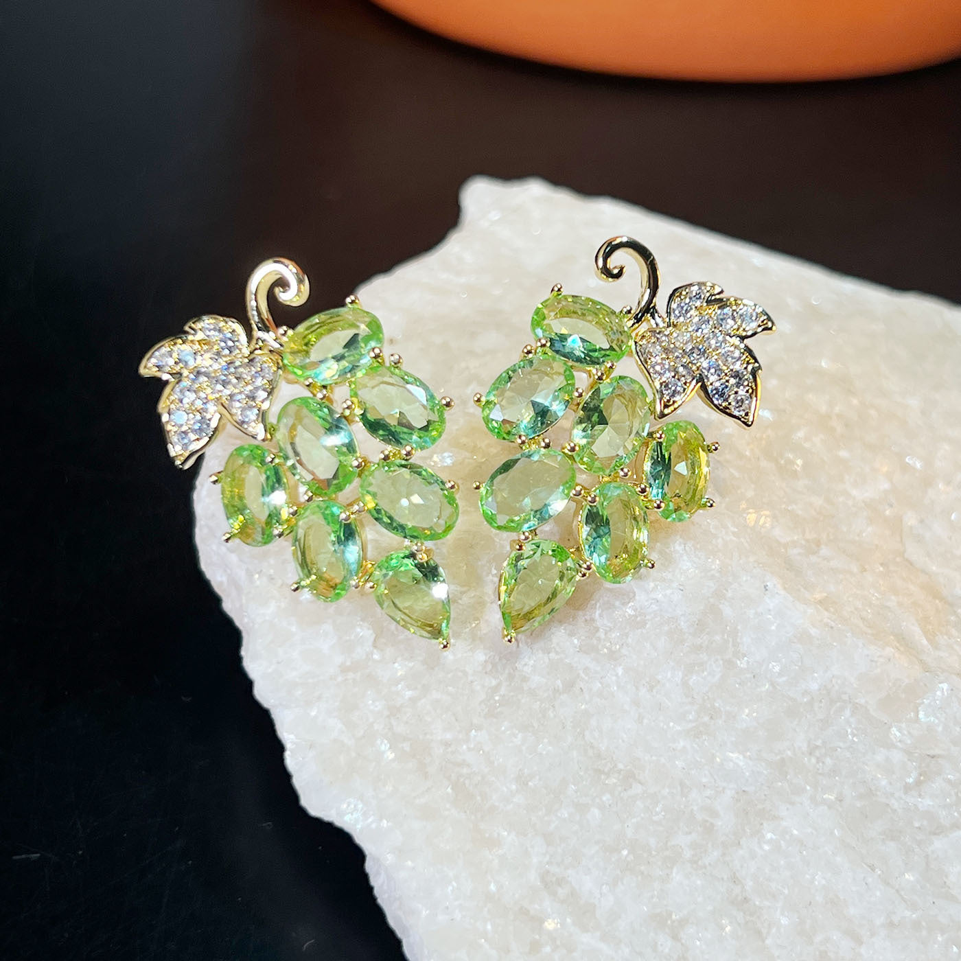 Grape Cluster Earrings – Purple, Red or Light Green Zirconia