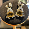 Bunny Cubic Zirconia Studs – 925 Silver, 3 Colors (Yellow, Blue, Pink)