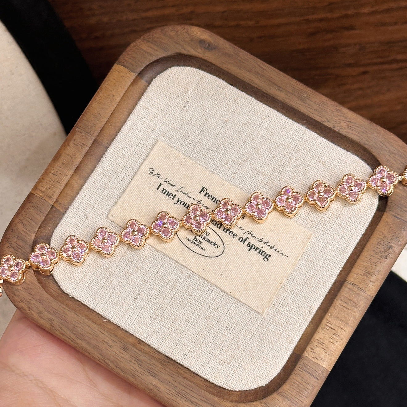 Full Pavé Four‑Leaf Bracelet – 5 Gem Colors, Champagne or White Gold