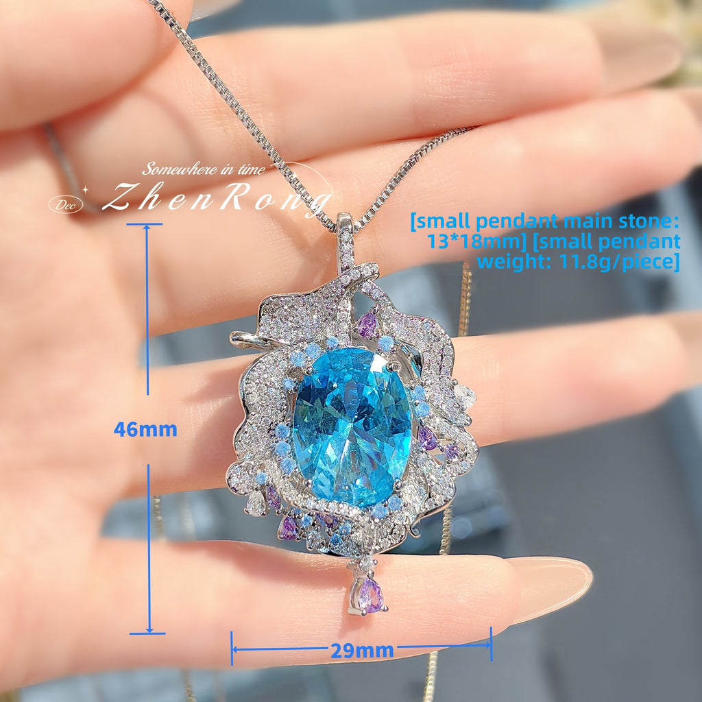Large & Small Santa Maria Blue Zirconia Pendant – No Chain