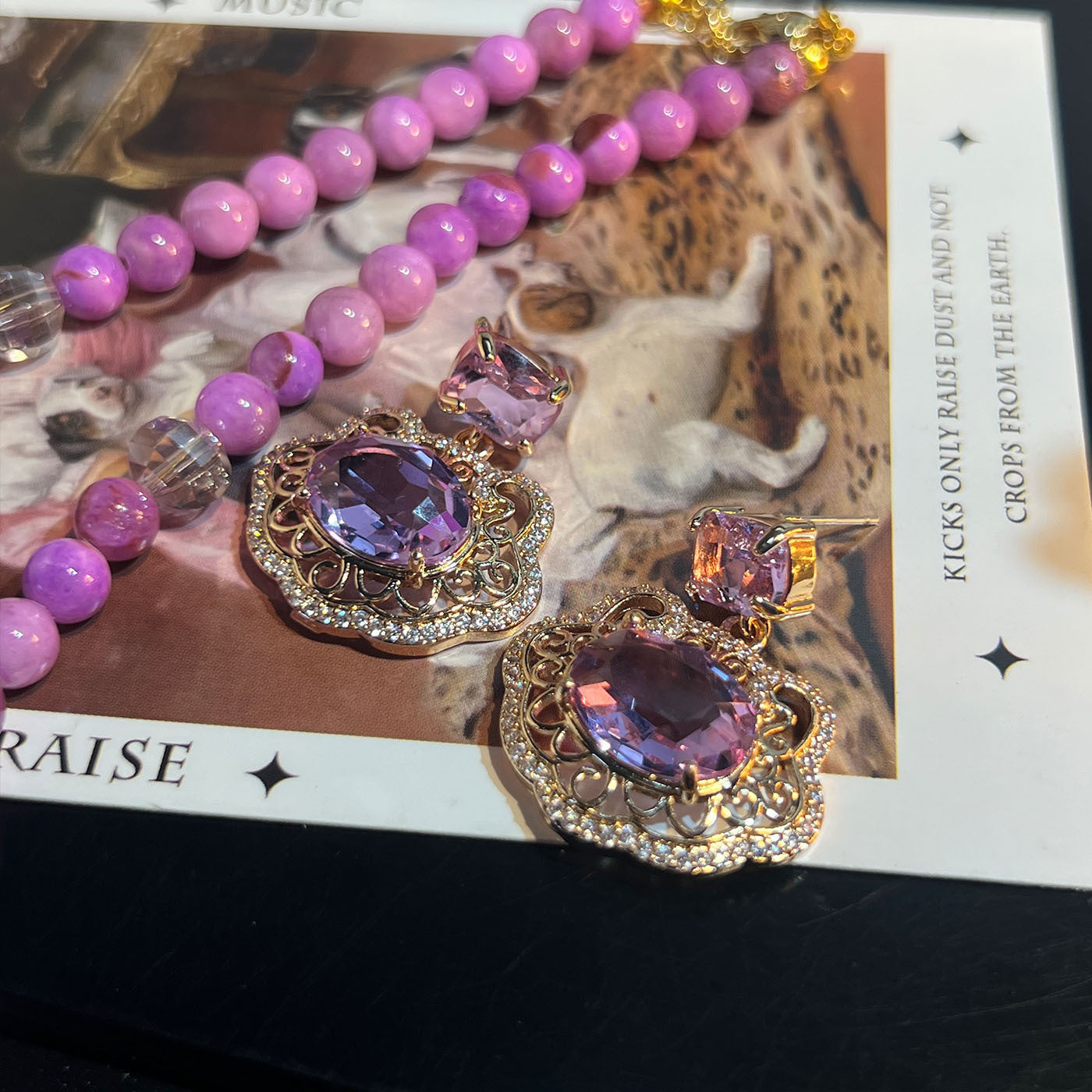 Violet Peace Lock Necklace & Earrings – Chinese New Style