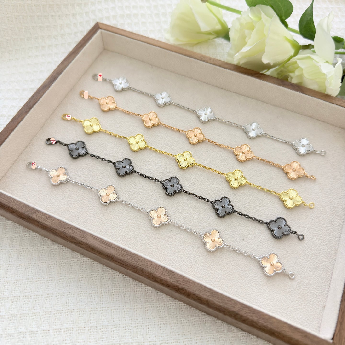 Classic Clover Bracelet – High-End CNC Clasp with Natural Stone Options