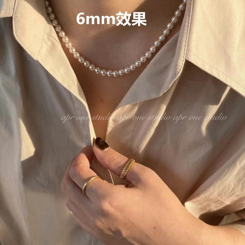 Timeless Solitaire · Upgraded Titanium Steel Clasp Pearl Necklace