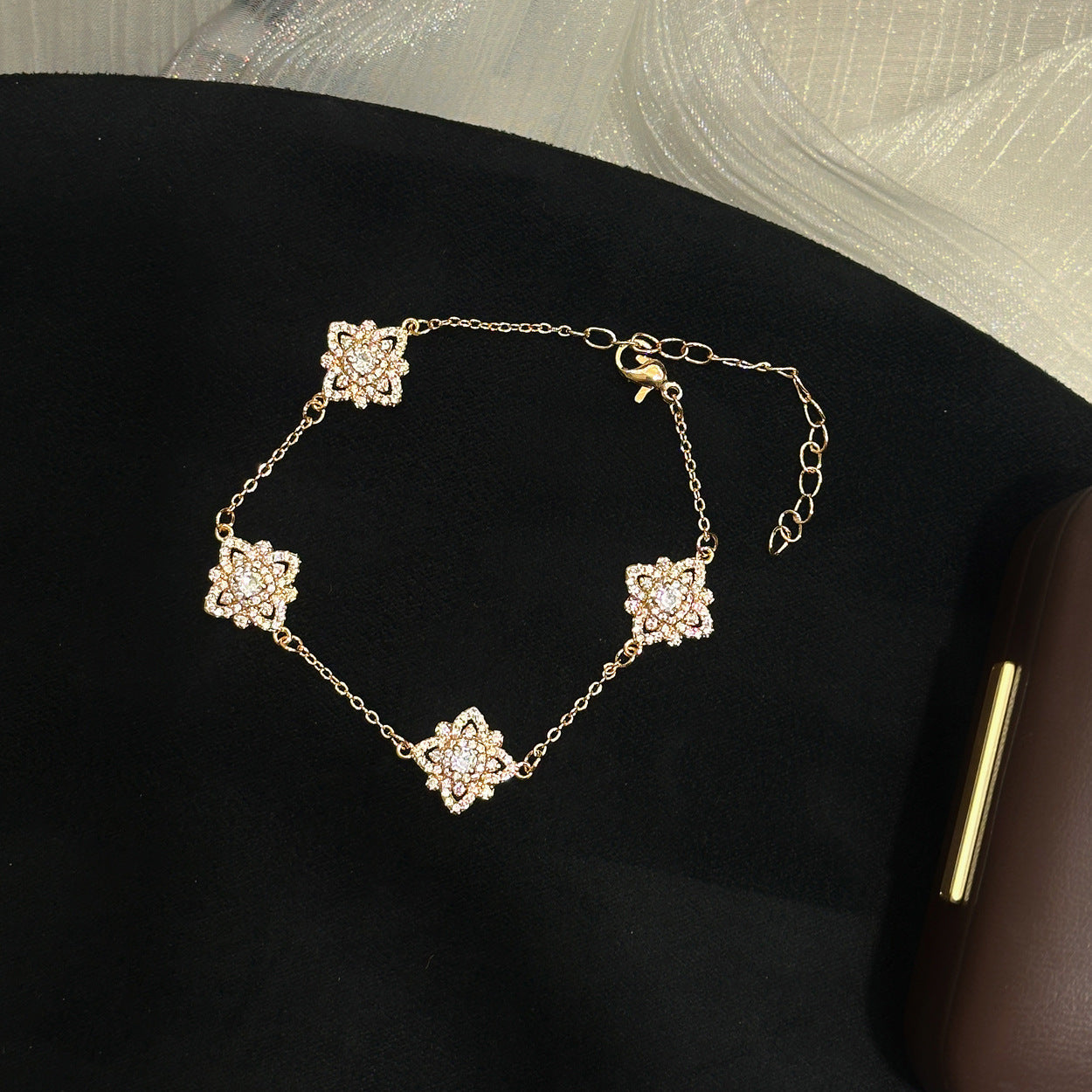 Luxury Brushed Pavé Bracelets – 58 Styles, Champagne Gold
