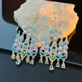 Secret Castle Colorful Zirconia Earrings – Large Statement, 925 Silver