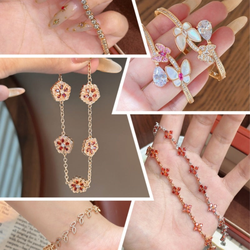 Luxury Brushed Pavé Bracelets – 58 Styles, Champagne Gold