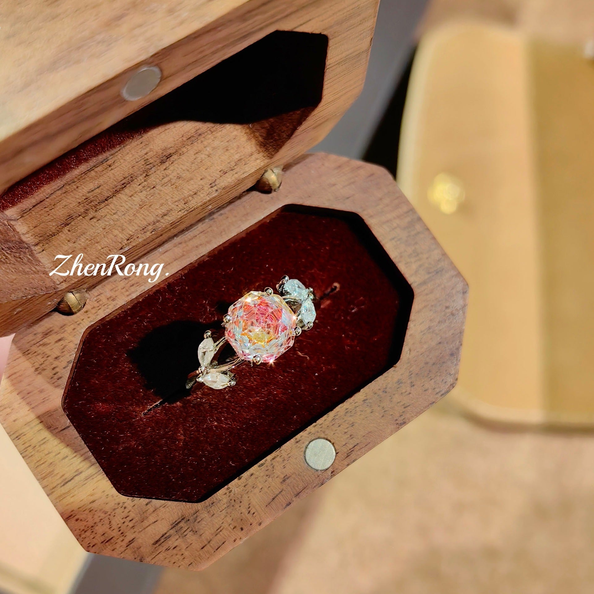 Klein Blue & Rose Gold Zirconia Set – Pendant, Ring & Studs