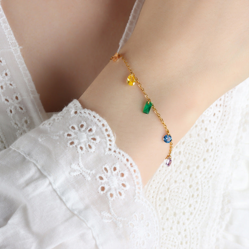 Midsummer Rainbow Pavé Bracelet & Necklace – 18k Gold Plated