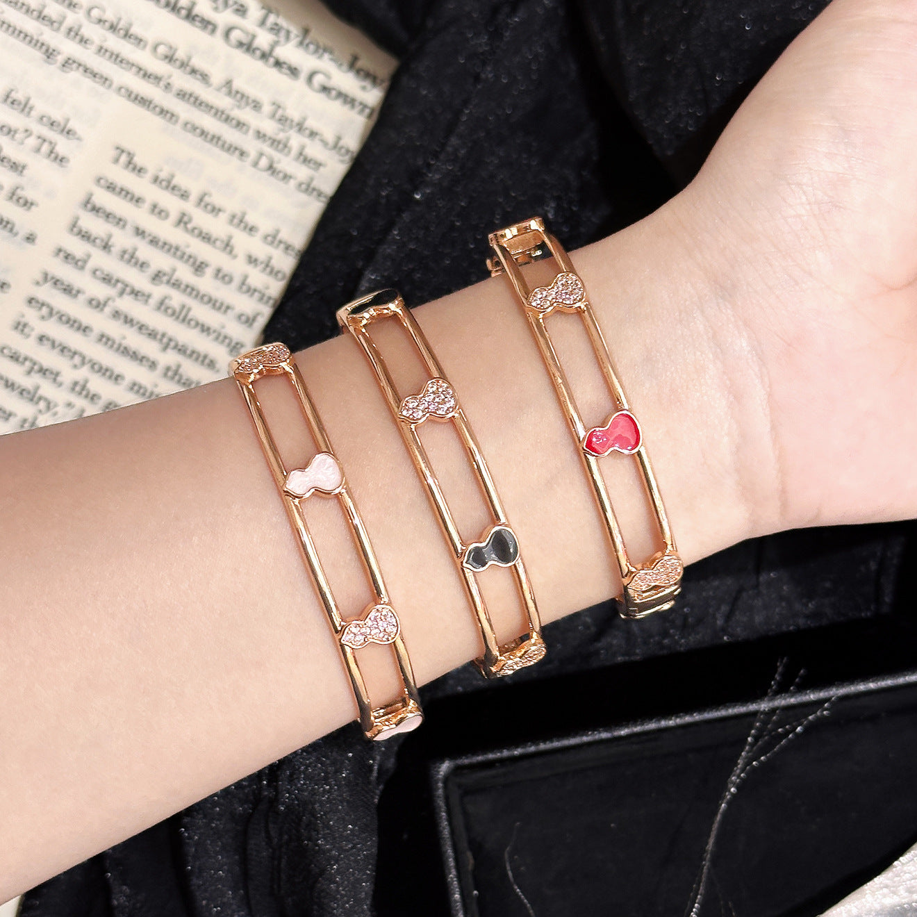 Luxury Brushed Pavé Bracelets – 58 Styles, Champagne Gold