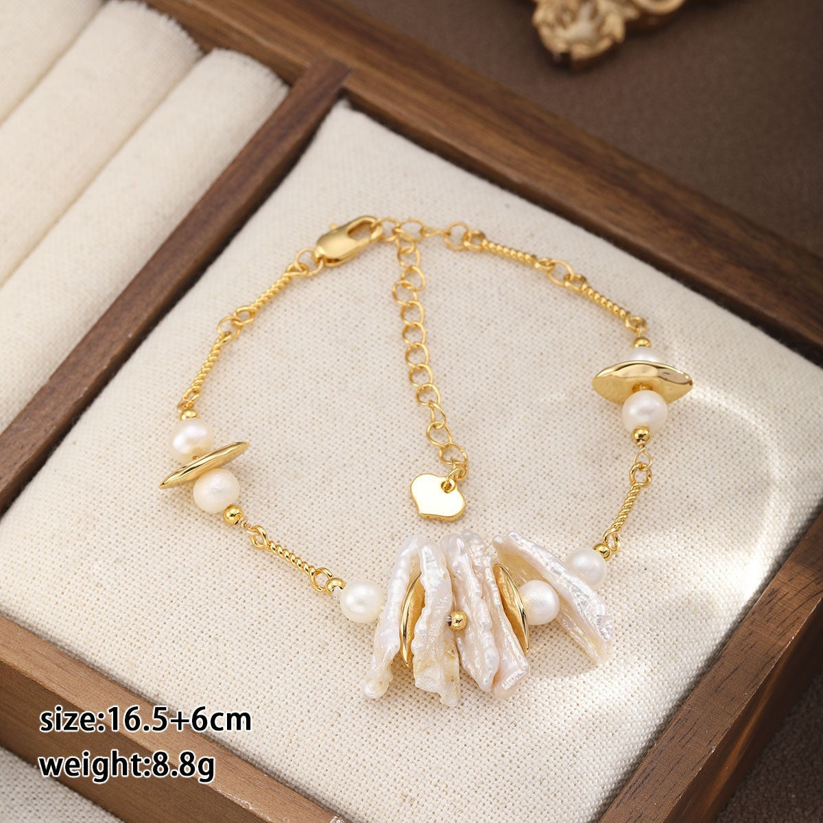 Mixed Material Pearl Bracelet – Freshwater Pearl, Natural Stone & 18K Gold
