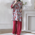 Flowy Wide-Leg Loungewear – Vintage Oriental Print, One Size Fits Most