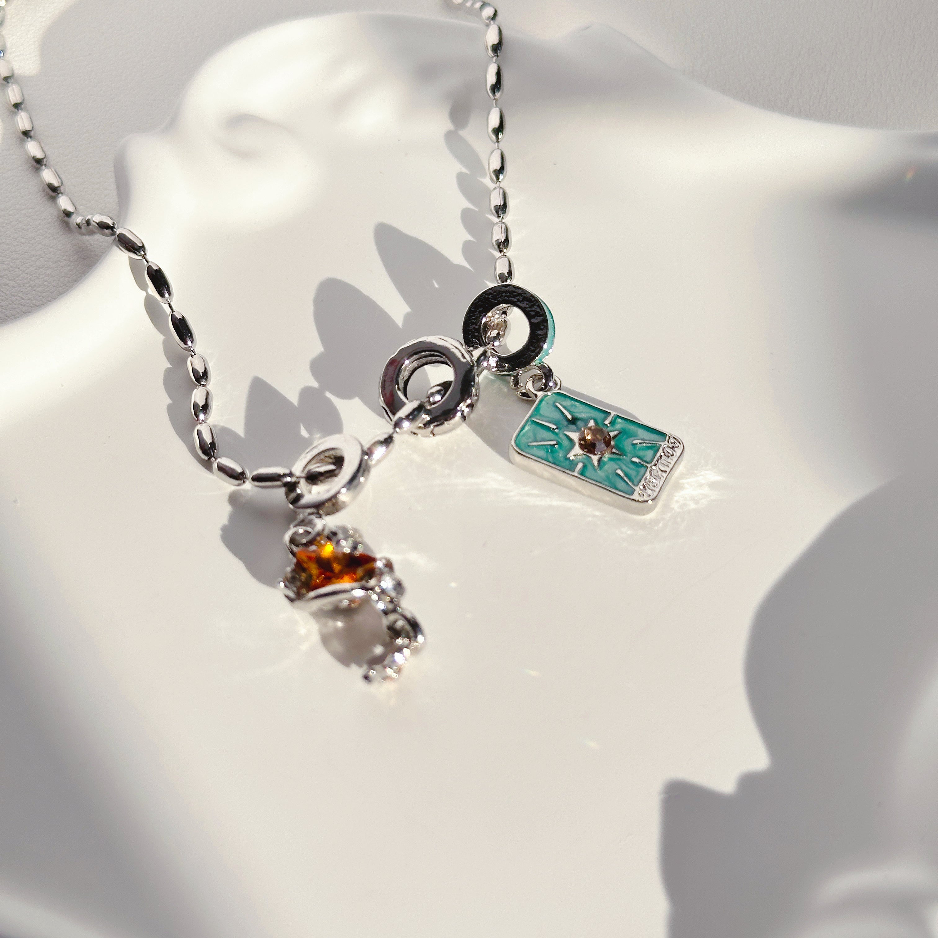 The Arcana Duo Set | Vintage Tarot Moon, Sun & Star Pendant Necklaces