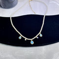 Serene Blue Drop Pendant Necklace - Gold Plated Glass Bead - Dainty Everyday Jewelry