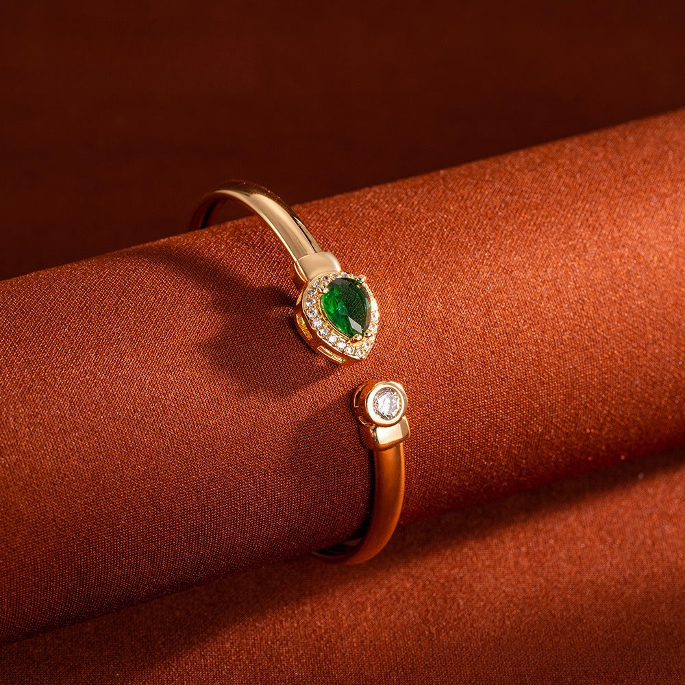 Teardrop Zirconia Bangle – Red, Green or White