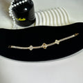 Gold Clover Bracelet - 18.5cm Four Leaf Clover Zirconia Bracelet | Luck & Protection Jewelry - Pale Luna Jewelry