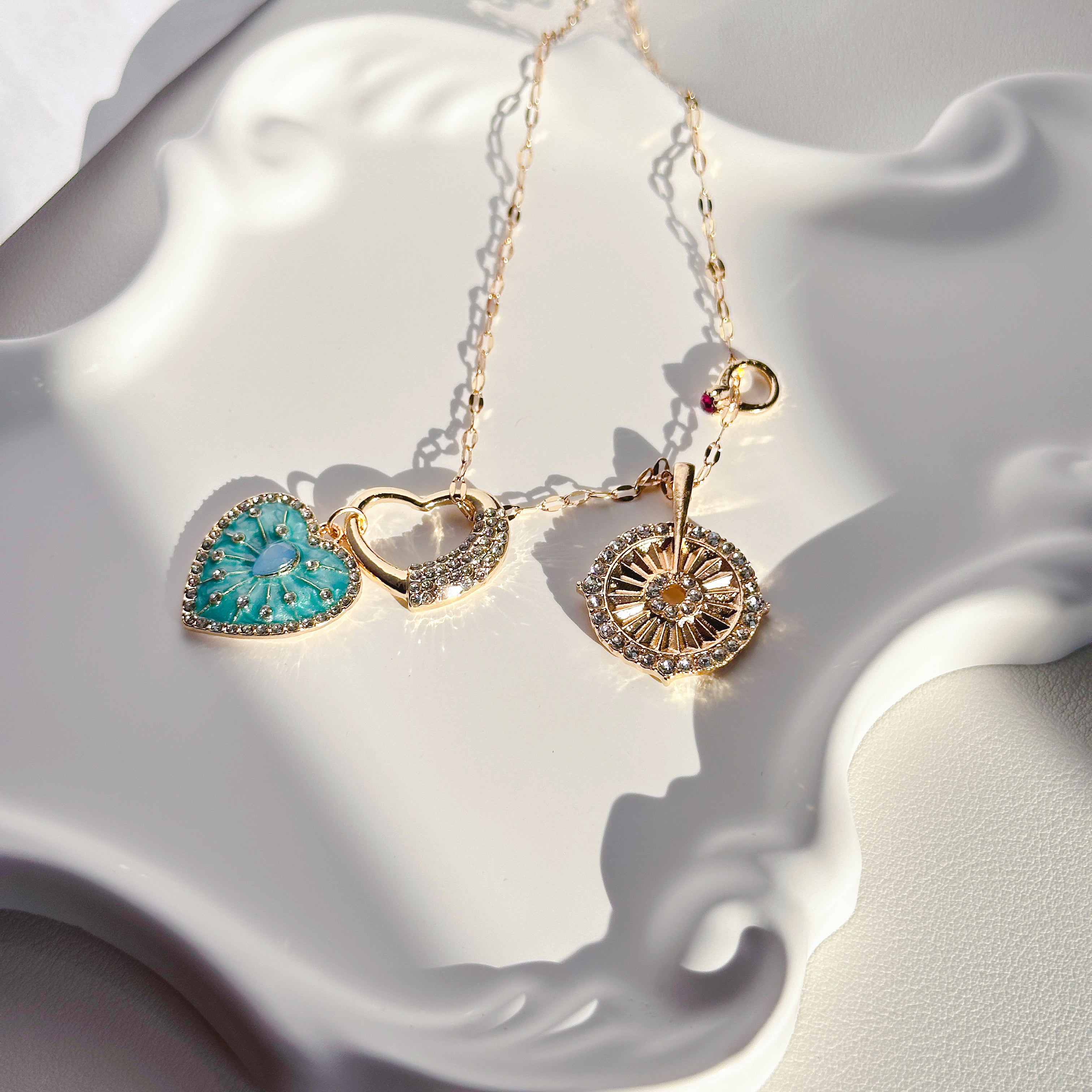 The Arcana Duo Set | Vintage Tarot Moon, Sun & Star Pendant Necklaces