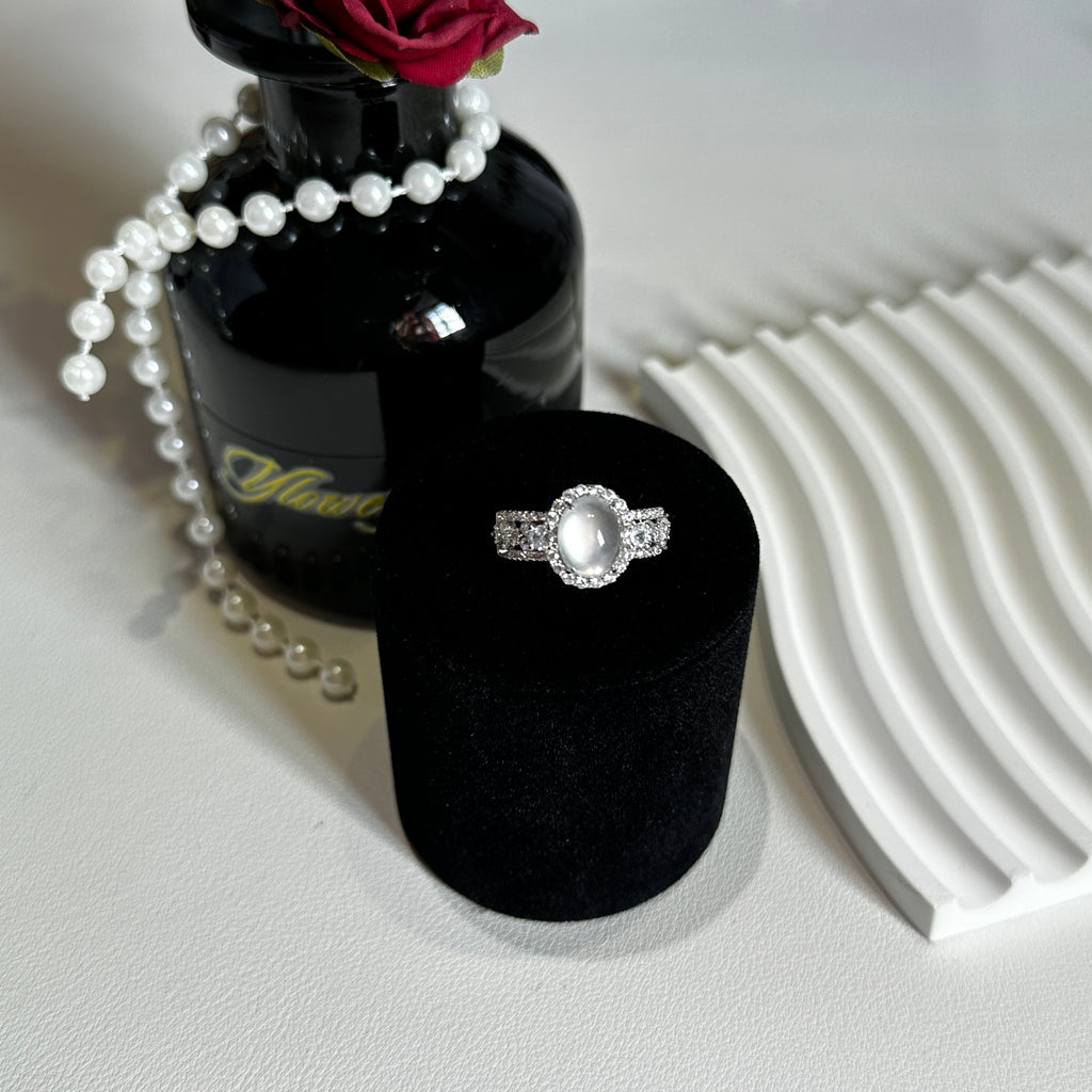 3-Piece Albite Jade Suite - Open Ring, Stud Earrings & Pendant Necklace | Complete Luxury Set - Pale Luna Jewelry