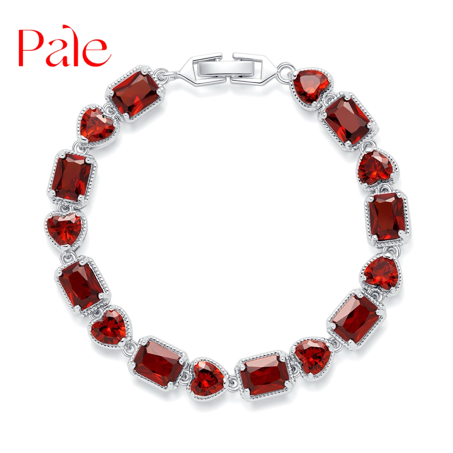 18cm Geometric Rhinestone Bracelet - Heart & Square Zircon Alloy Bracelet for Formal Events - Pale Luna Jewelry