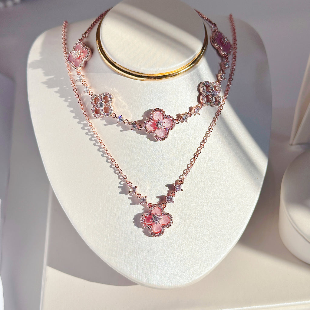 Lucky Four Leaf Clover Jewelry Set | S925 Sterling Silver Earrings & Necklace & Bracelet