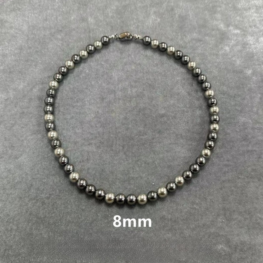 Shadow Gradient · 8-10mm Tahitian Grey Bead Choker