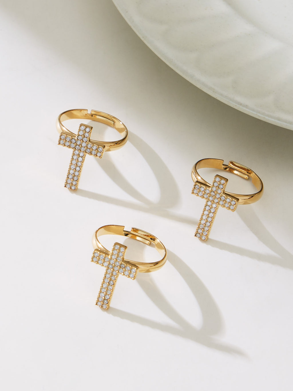 The Gilded Cross Suite - 4-Piece Vintage Necklace, Bracelet, Earrings & Ring Set