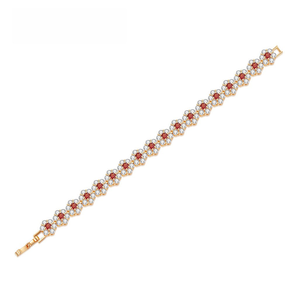 Flower Pavé Bracelet – Multicolor, Purple or Red