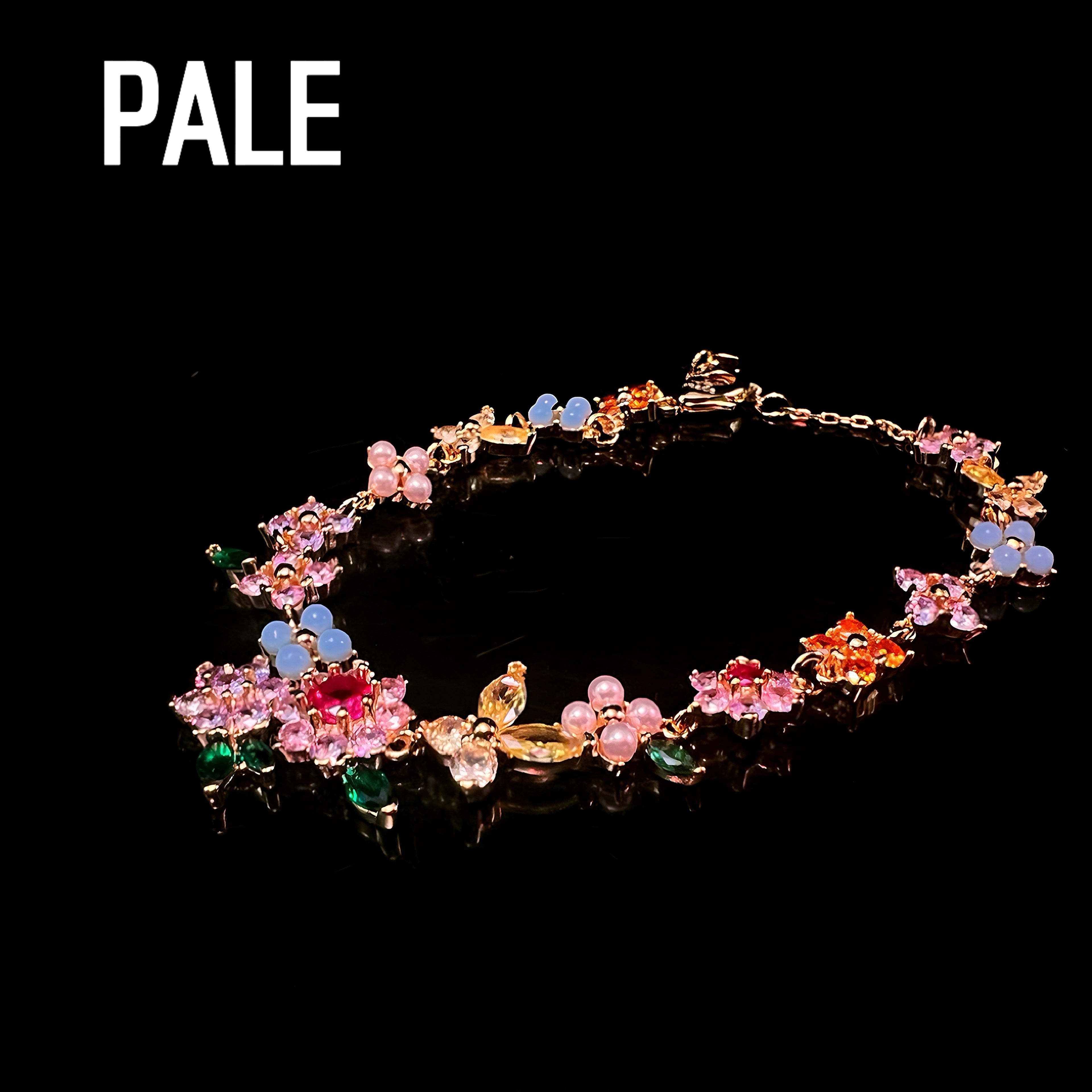 Floral Gemstone Jewelry Set | Bohemian Necklace, Bracelet & Earrings | 24K Gold Plated Handmade Set - Pale Luna Jewelry