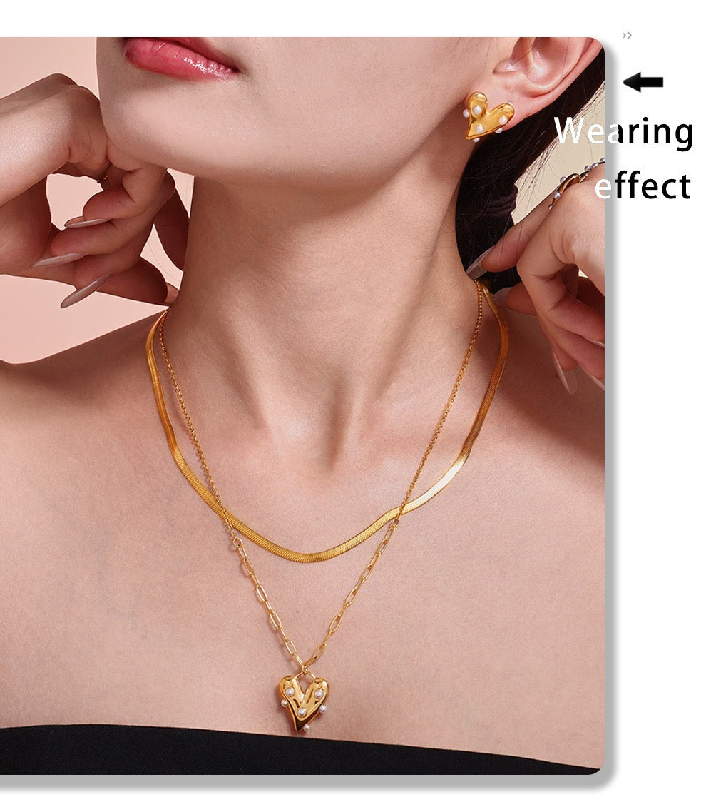 The Gilded Heart Suite - Articulated in Stainless Steel & Cultured Pearl