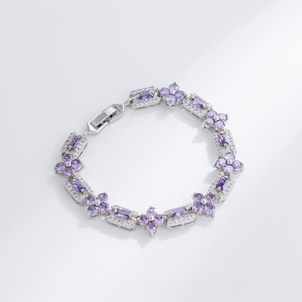 Geometric Circle Zirconia Bracelet – Gold or Silver Tone