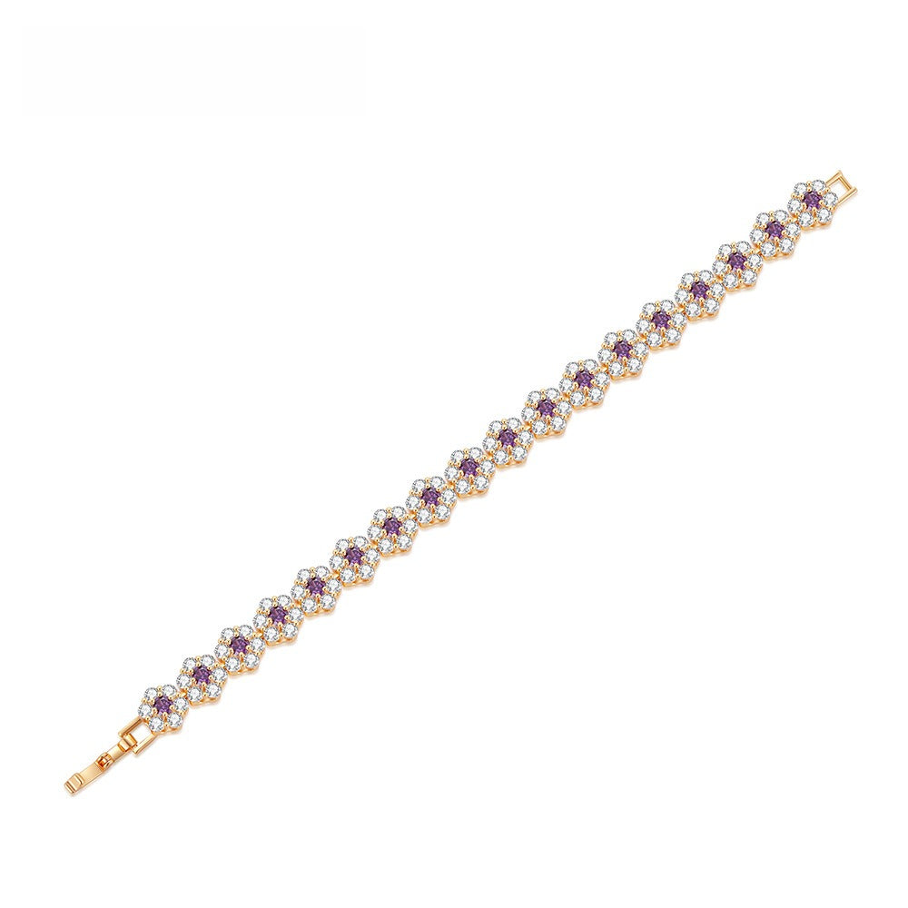 Flower Pavé Bracelet – Multicolor, Purple or Red