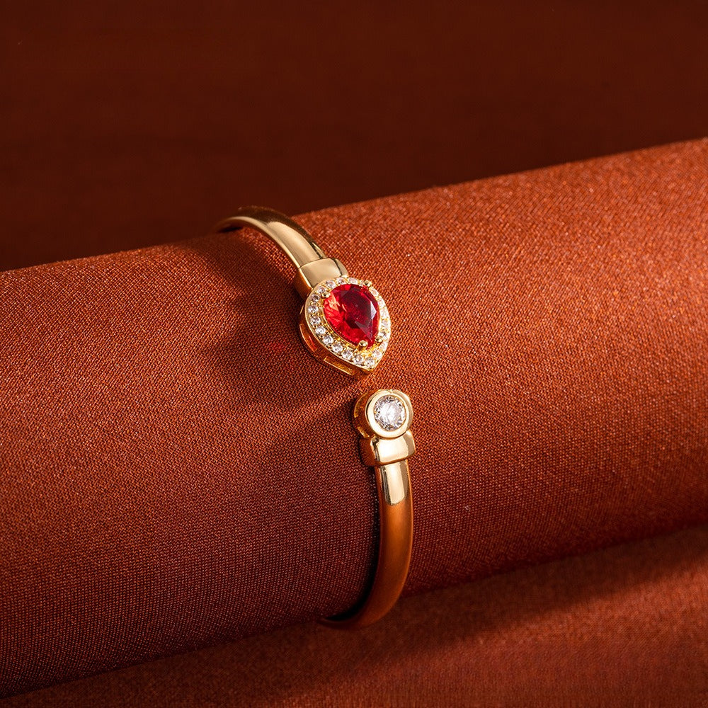 Teardrop Zirconia Bangle – Red, Green or White