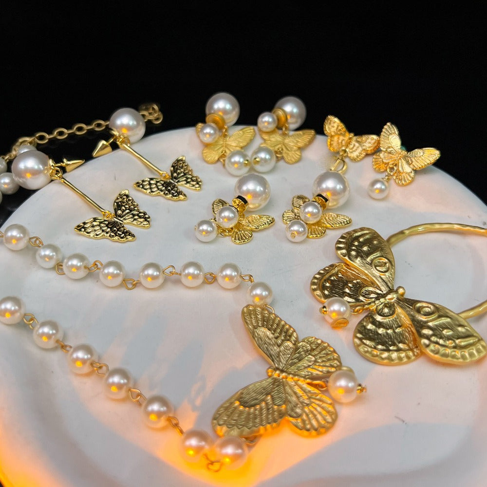 Butterfly Collection – Earrings, Necklace, Bracelet, Ring, Hair Clip (24k Gold)