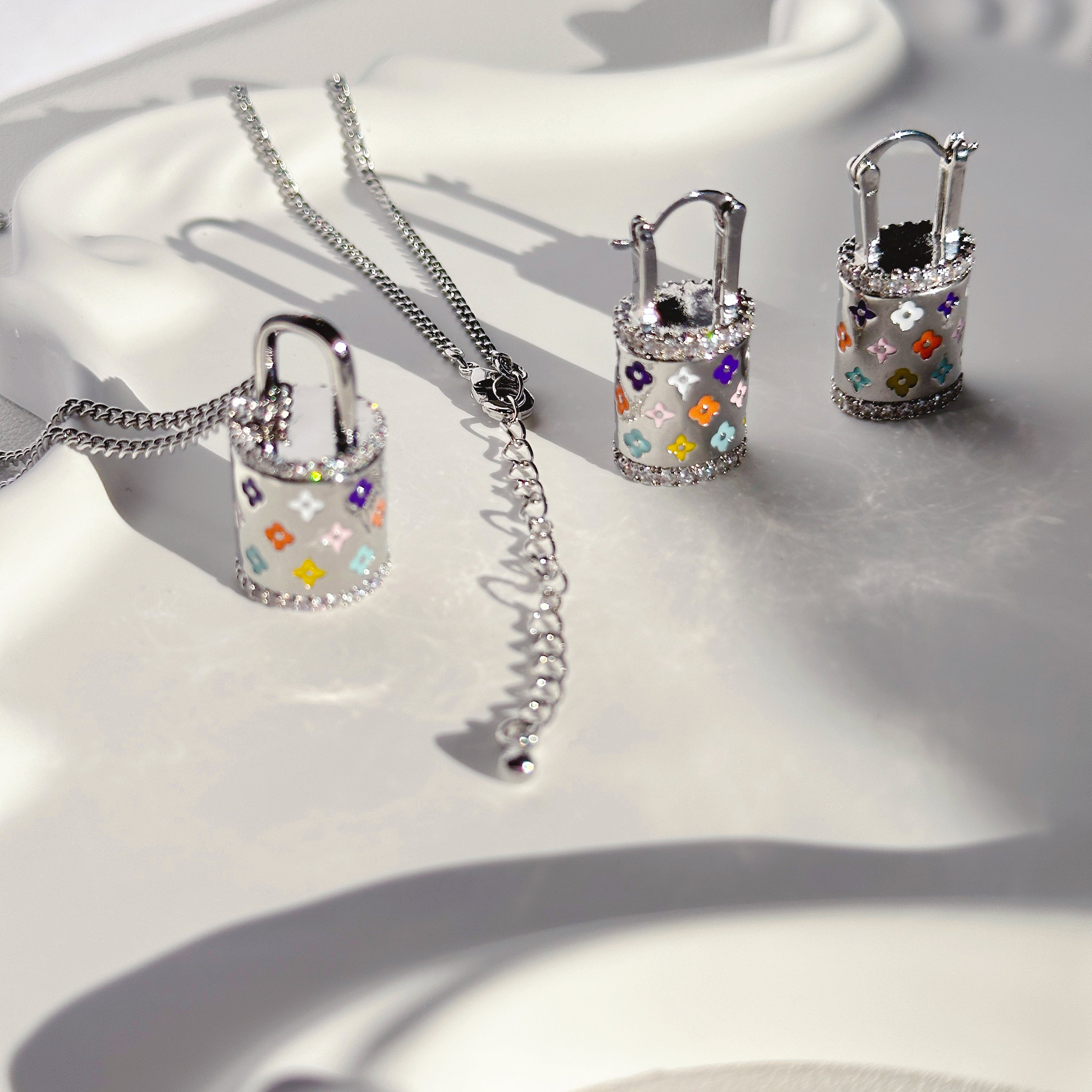 The Enchanted Clover Charm Set | Pavé Necklace & Earrings in 18K Gold/ Silver