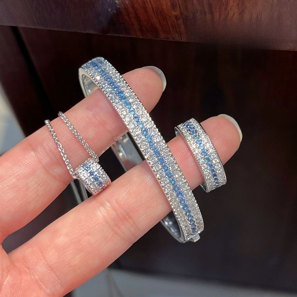 Deep Sea Diamond Set – Full Pavé Ring, Necklace & Bangle