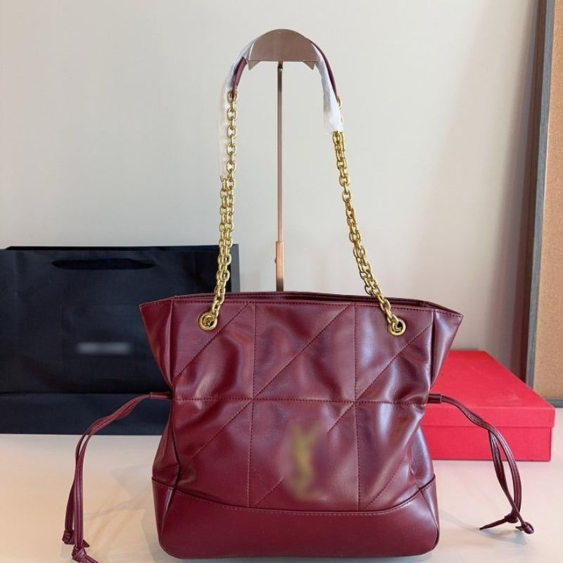 Quilted Shopping Tote – Lambskin & Chain Strap, 4 Colors
