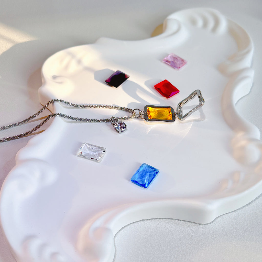 The Chameleon Solitaire Necklace | 6-Color Interchangeable Zirconia & Multi-Way Wear